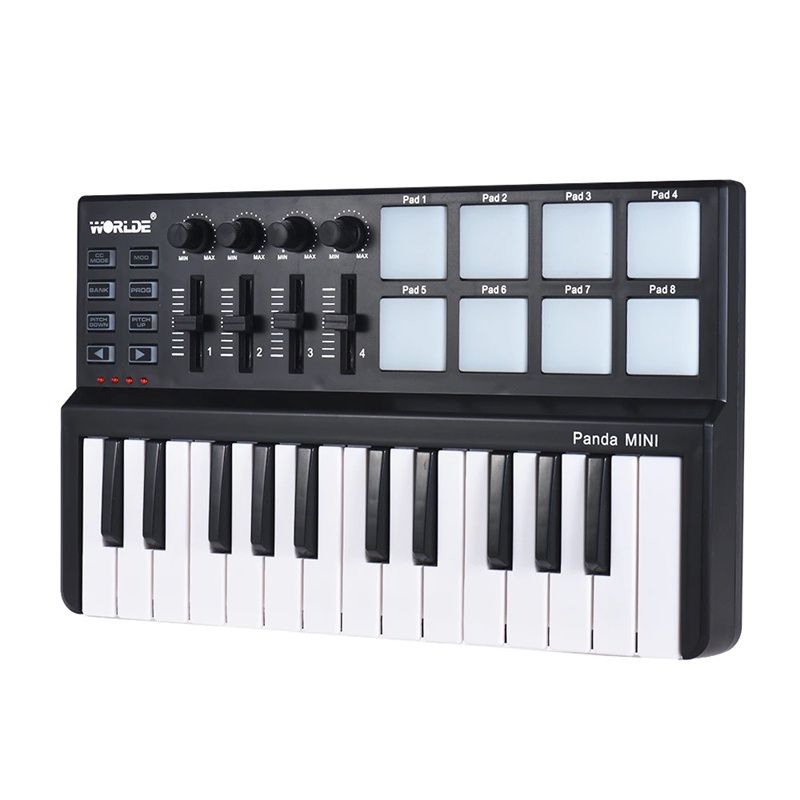 WORLDE Panda Mini MIDI Keyboard MIDI Controller and Drum Pad MINI 25-Key Ultra-Portable USB MIDI Keyboard Controller