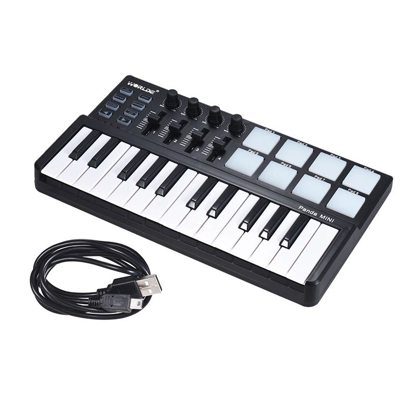WORLDE Panda Mini MIDI Keyboard MIDI Controller and Drum Pad MINI 25-Key Ultra-Portable USB MIDI Keyboard Controller