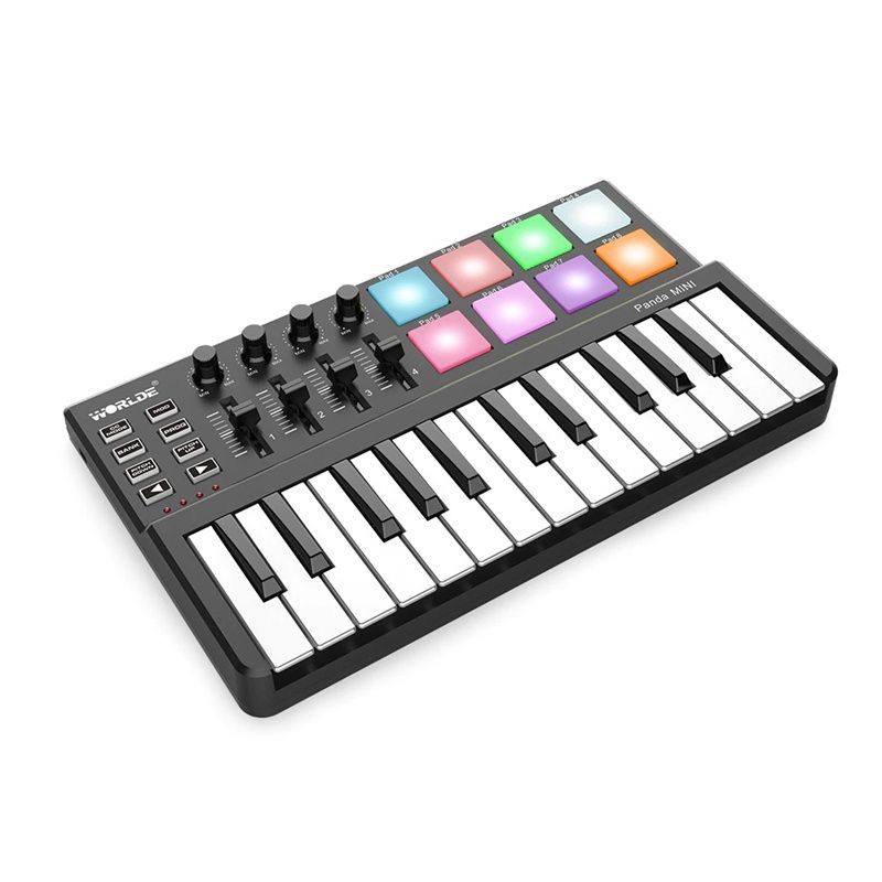 WORLDE Panda Mini MIDI Keyboard MIDI Controller and Drum Pad MINI 25-Key Ultra-Portable USB MIDI Keyboard Controller