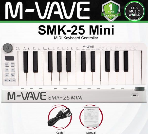 M-vave SMK-25 mini MIDI keyboard 25 velocity sensitive keys Support wireless/USB connection portable sequencer