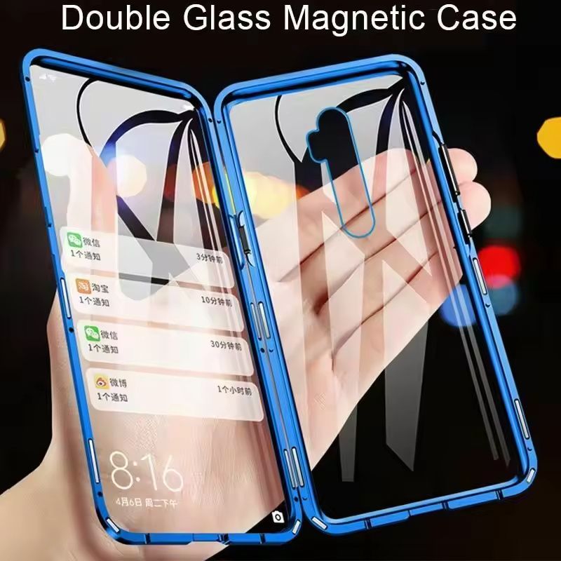 360 Magnetic Front&Back Tempered Glass Case Cover Two side Glass Phone Case for OPPO VIVO XIAOMI HUAWEI iPhone Samsung Honor Oneplus iqoo