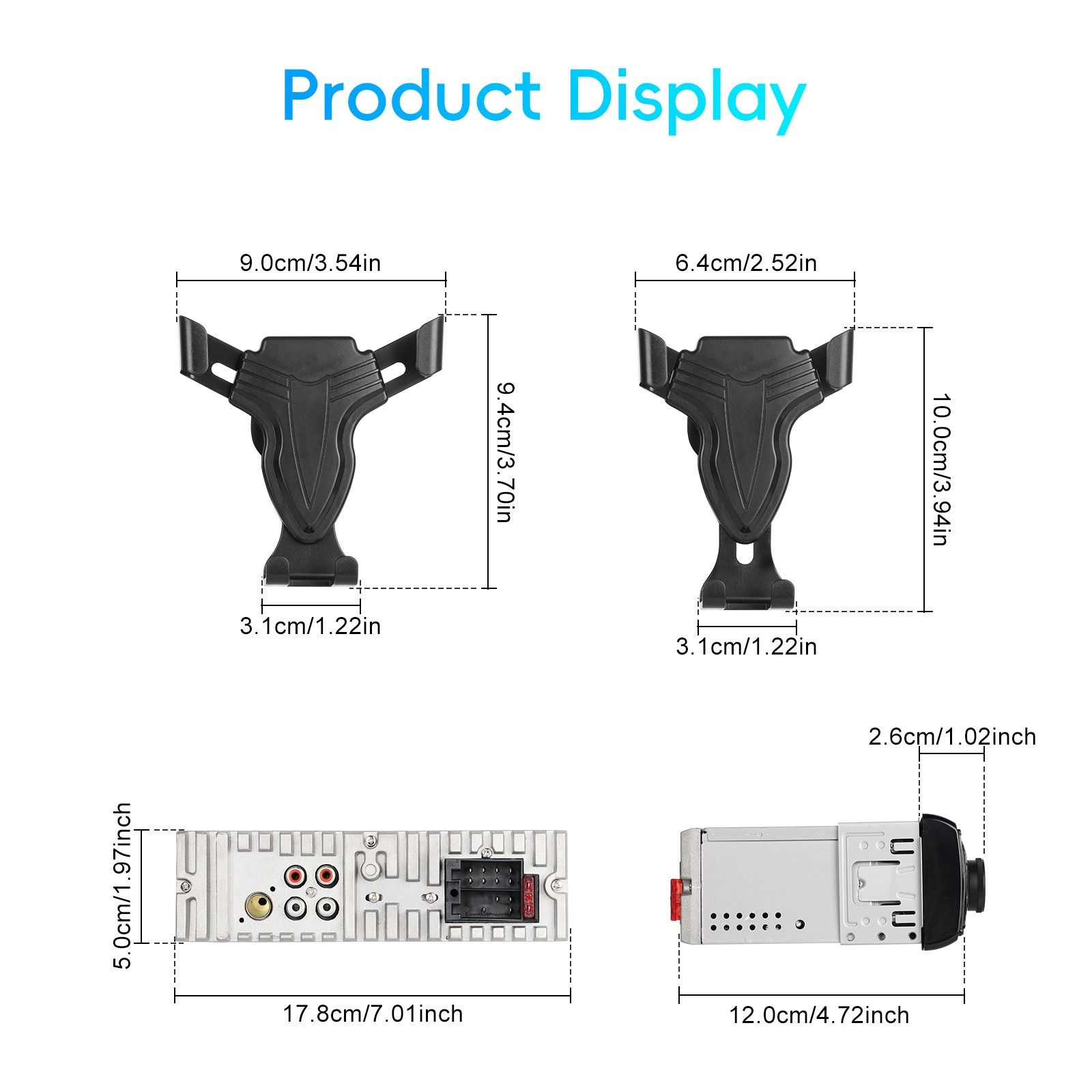 Single Din Bluetooth MP3 Car Stereo with Mobile Cradles and Remote Control, Compatible with Most Car Systems (CDC-1853)