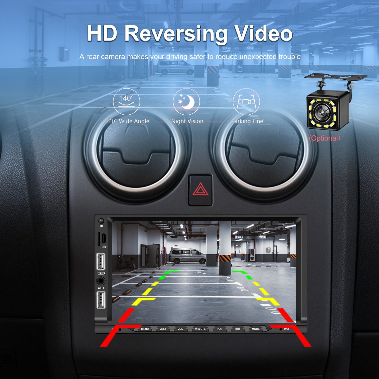7-inch 2Din Full HD Car Stereo with Wireless MP5 Carplay, HD Screen, Bluetooth 5.1Low Latency Connection, Extendable Functions for Your Car, 7060D