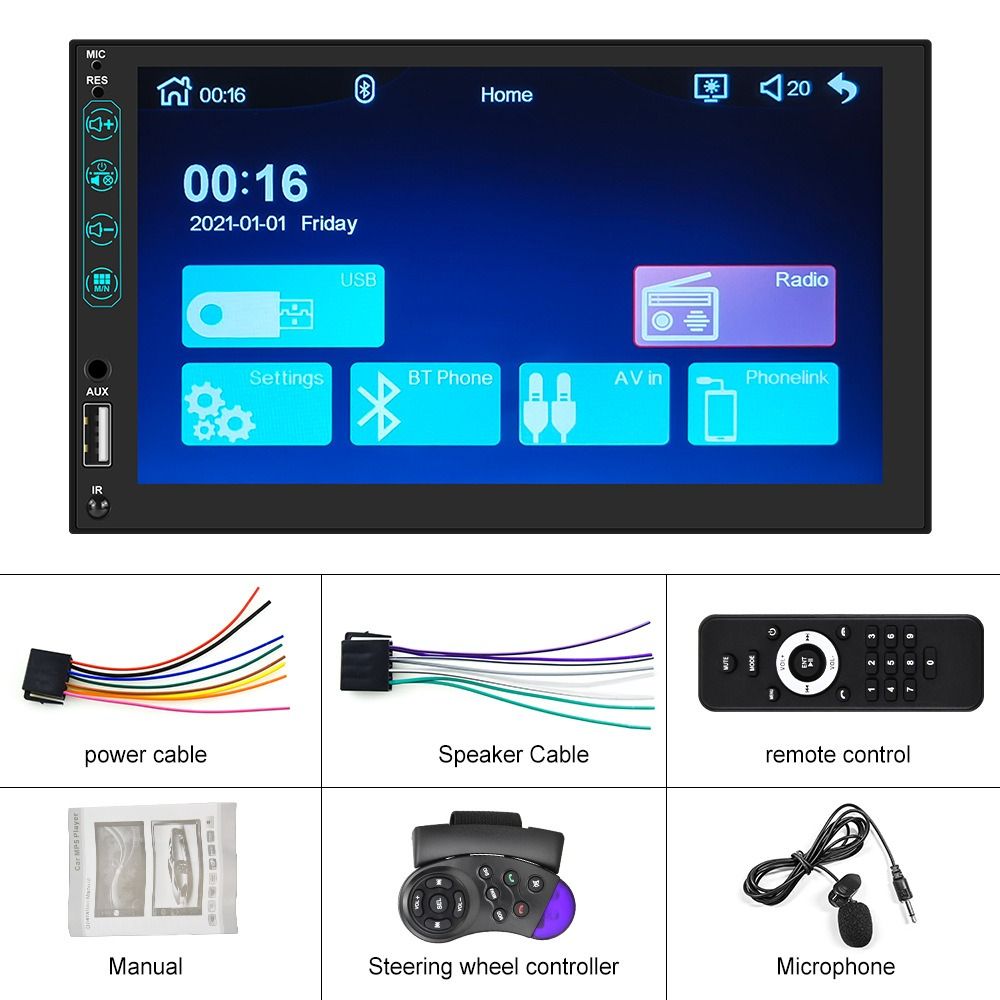 Pingxu 7inch 2Din HD Capacitive Screen MP5 Car Player Stereo Head Unit with Wireless Connectivity Apple CarPlay Mobile Interconnection All-in-one Player,Q3515