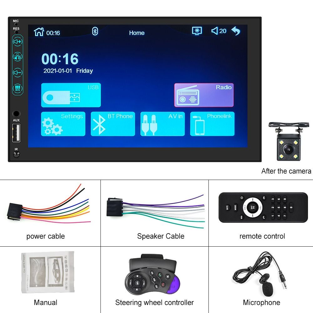 Pingxu 7inch 2Din HD Capacitive Screen MP5 Car Player Stereo Head Unit with Wireless Connectivity Apple CarPlay Mobile Interconnection All-in-one Player,Q3515