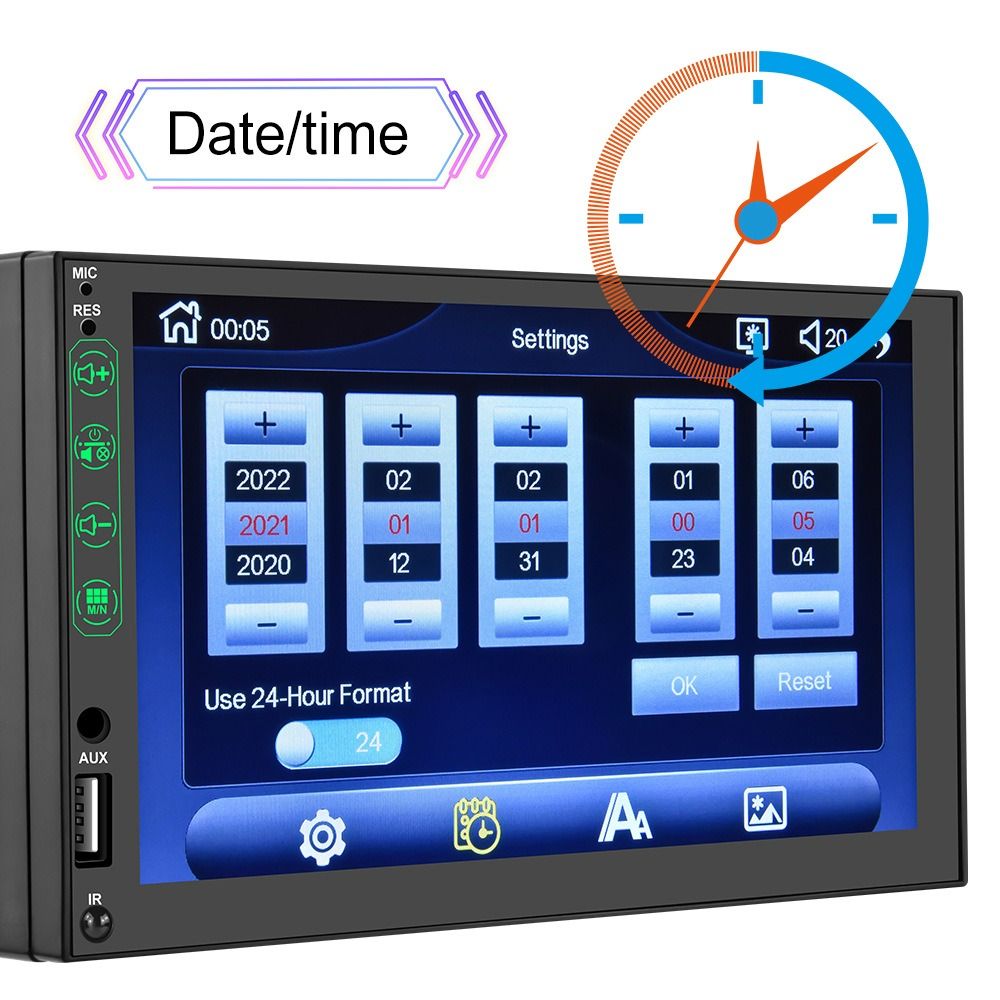 Pingxu 7inch 2Din HD Capacitive Screen MP5 Car Player Stereo Head Unit with Wireless Connectivity Apple CarPlay Mobile Interconnection All-in-one Player,Q3515