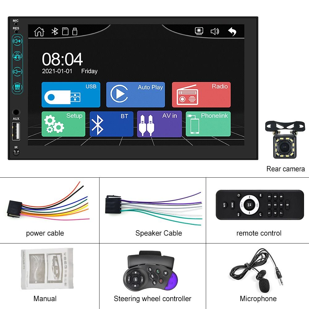 Pingxu 7inch 2Din HD Capacitive Screen MP5 Car Player Stereo Head Unit with Wireless Connectivity Apple CarPlay Mobile Interconnection All-in-one Player,Q3515