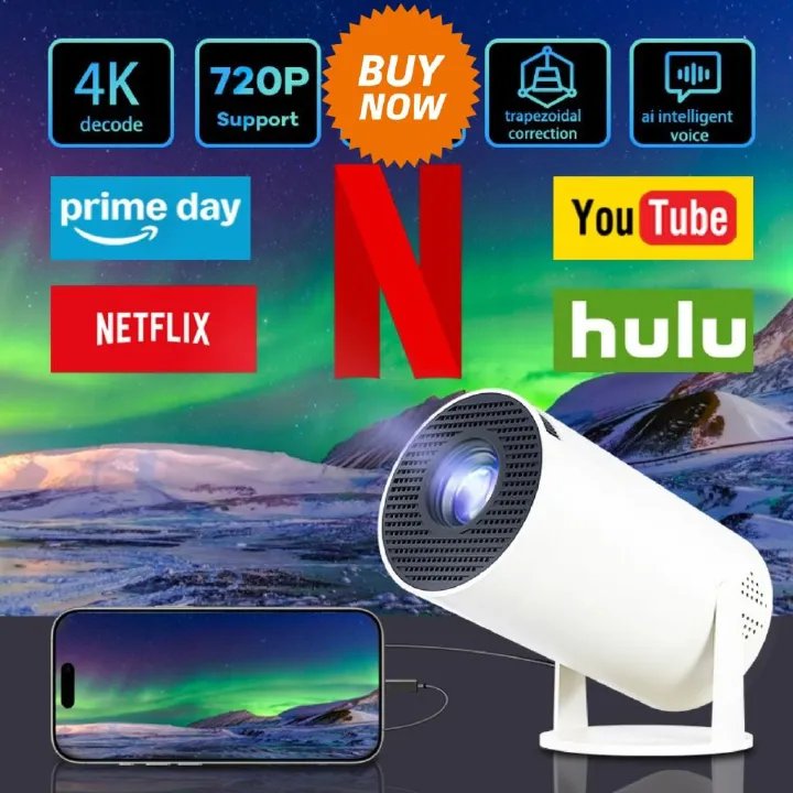 Pingxu Portable Android 11 Smart Projector - 160 ANSI HD 720P, WiFi 6, 5W Stereo Sound | Holiday Gift Idea for Home & Parties (White)