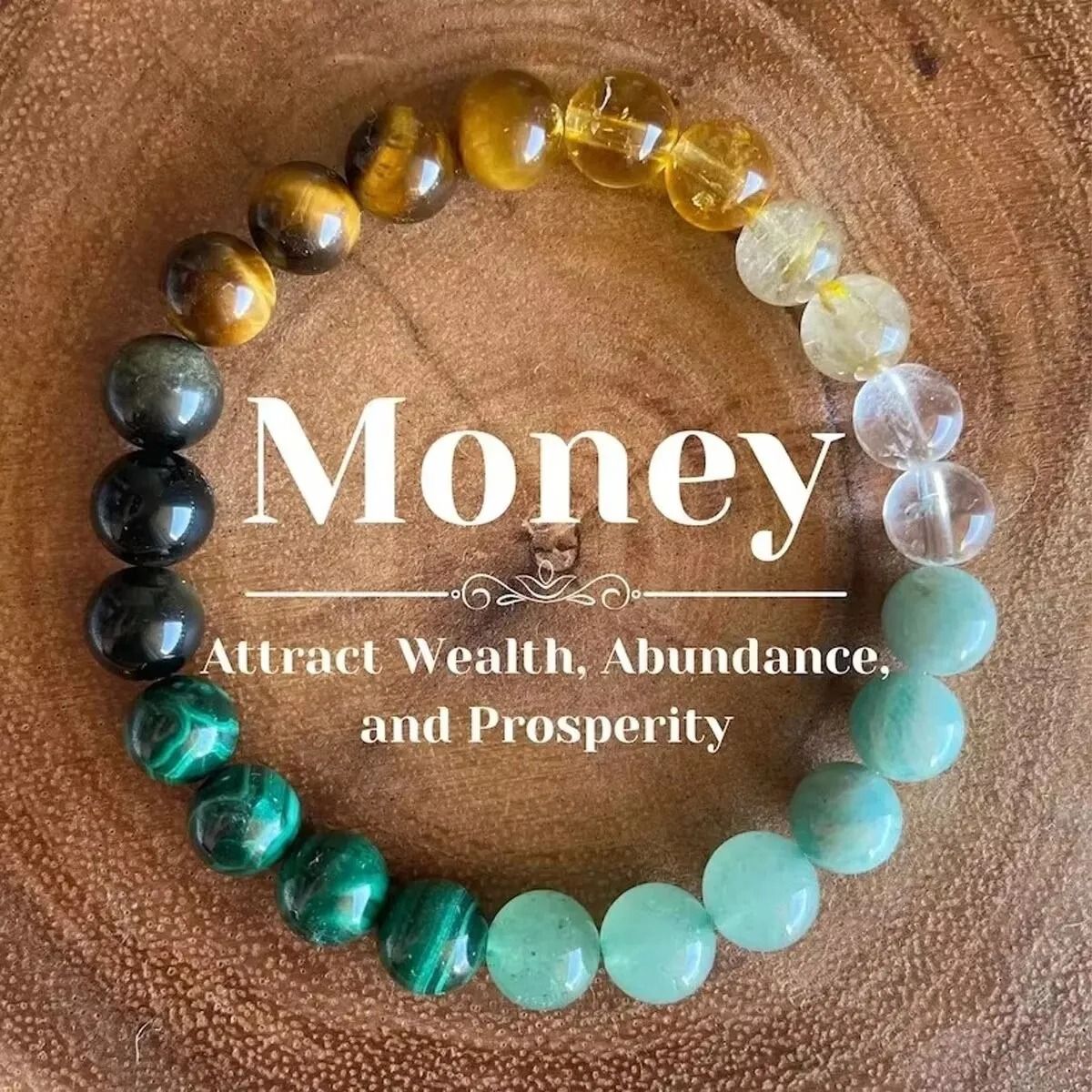 Natural Stone Money Bracelet 5pc Wealth Attraction Bracelet for Prosperity Good Luck Fashion Daily Wear Genuine Stone Wristlet Empath Protection Grounding Accessory
