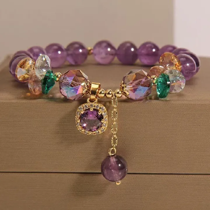 Purple Crystal Bracelet for Women Elegant Fashion Jewelry Instagram Style Dainty Zircon Bracelet Gift for Her