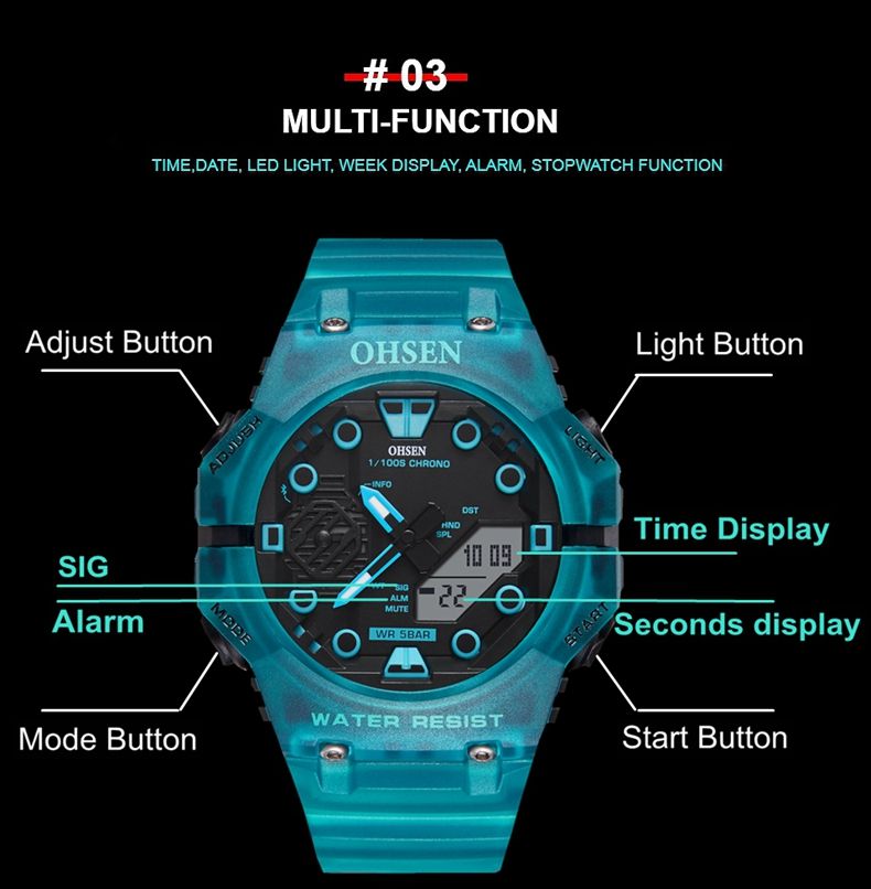 Outdoor Sport Digital Watches for Men Black Silicone Waterproof Tactical Electronic Men's Quartz Watch Fashion relogio masculino
