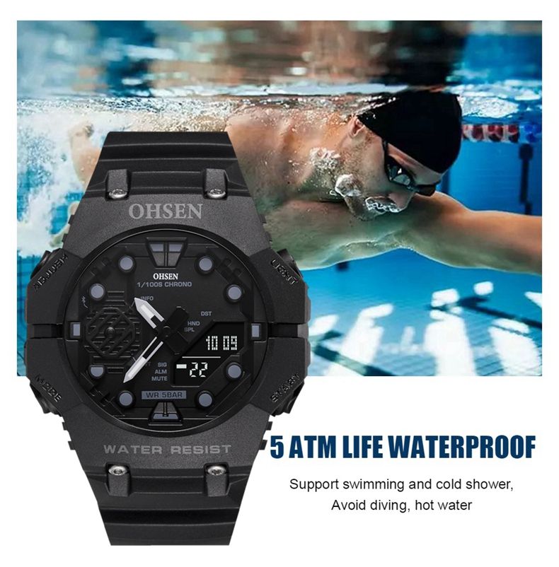 Outdoor Sport Digital Watches for Men Black Silicone Waterproof Tactical Electronic Men's Quartz Watch Fashion relogio masculino