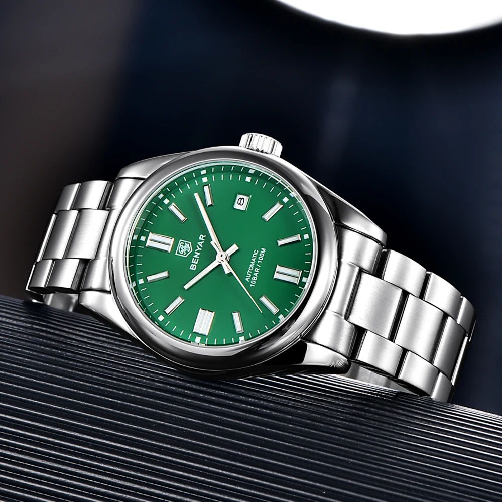 BENYAR New Luxury Automatic Watch 10Bar Waterproof Stainless Steel Men Mechanical Wristwatches Sports Diving Watch for Men