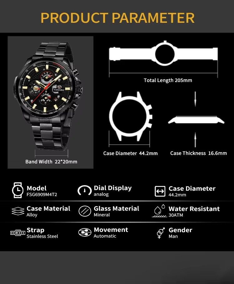 Forsining Three Dial Calendar Stainless Steel Men Mechanical Automatic Wrist Watches Top Brand Luxury Military Sport Male Clock