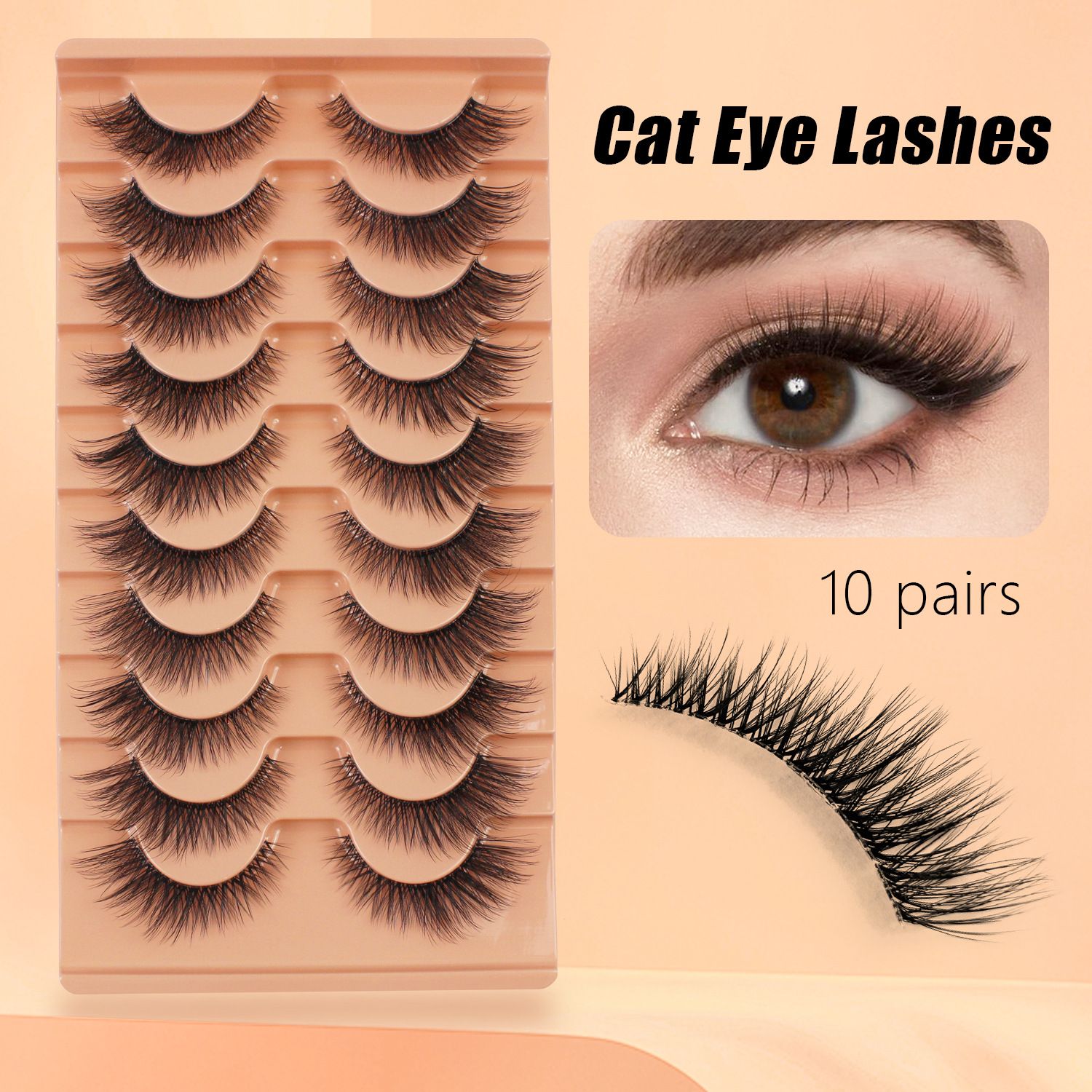 Lashes Natural Lashes Cluster Cat Eye Lash Soft Cross Wispy False Eyelashes EyelashExtension for Party MakeUp1pcs