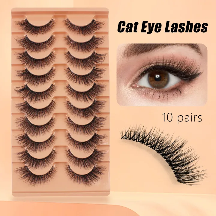 Lashes Natural Lashes Cluster Cat Eye Lash Soft Cross Wispy False Eyelashes EyelashExtension for Party MakeUp1pcs