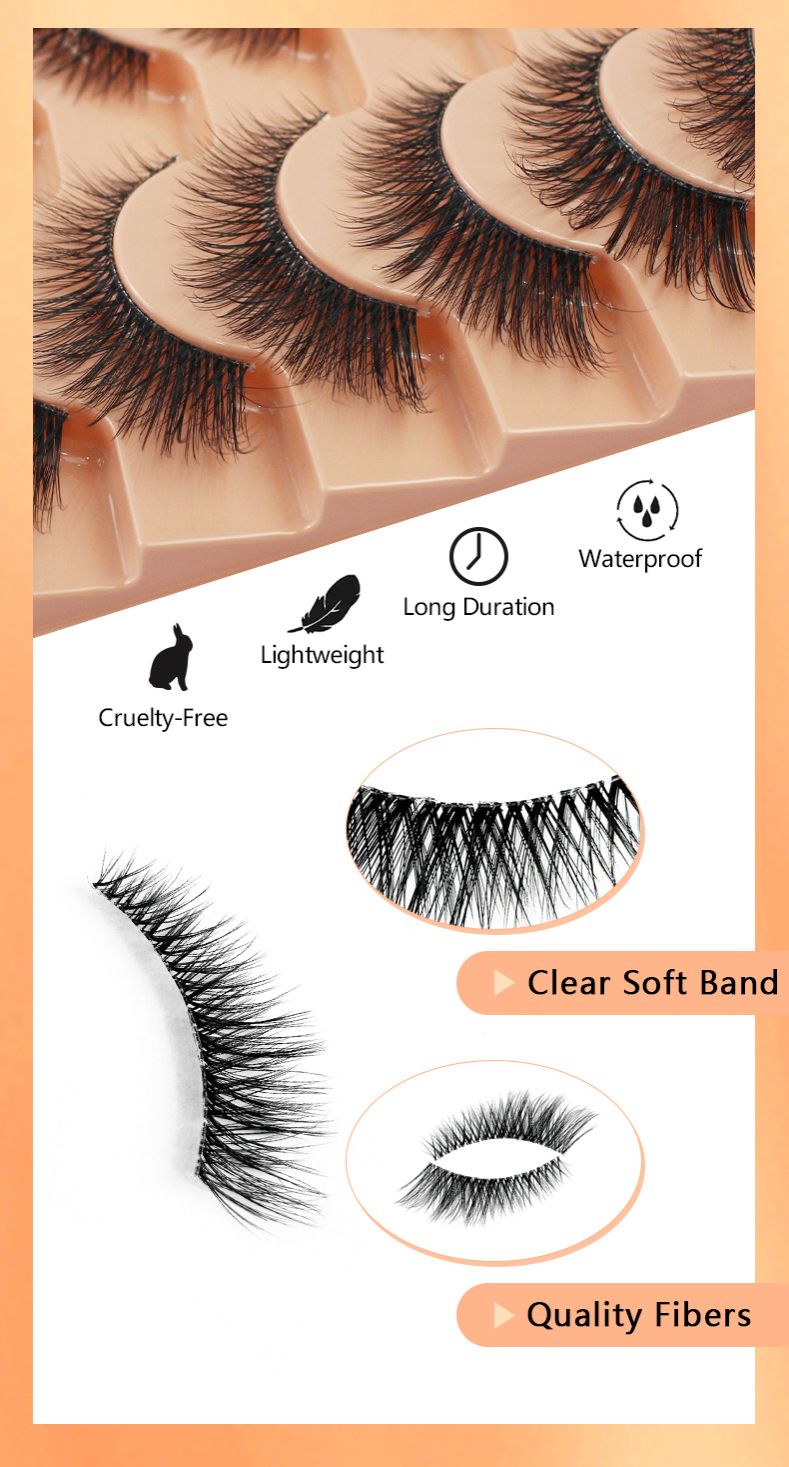 Lashes Natural Lashes Cluster Cat Eye Lash Soft Cross Wispy False Eyelashes EyelashExtension for Party MakeUp1pcs