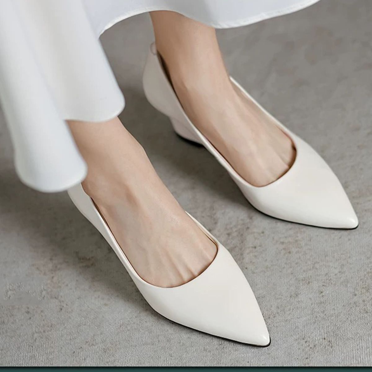 Women's Ivory Floral Wedge Wedding Shoes - Platform Bridal Heels with Pearl Ankle Strap, Elegant Lace Flower Design, Perfect for Brides at Modern City Weddings