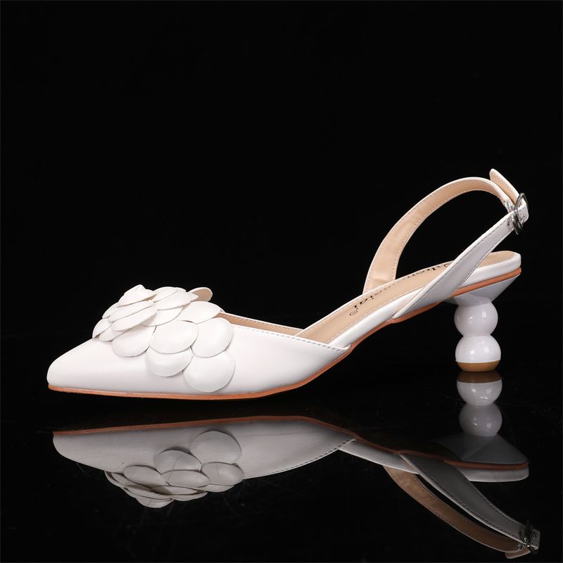 Women's White Lace and Pearl Embellished High Heel Platform Wedding Shoes with Ribbon Anklets for Bridal and Formal Ceremonies