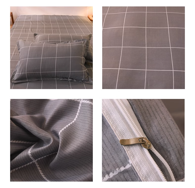 HW 4*6/5*6/6*6 Scandinavia Bedding 4 pieces set 100% Washed Cotton Duvet Cover Set Luxury Soft Bedding Set with Zipper Closure (No duvet)
