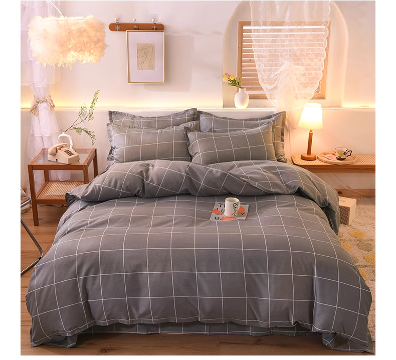 HW 4*6/5*6/6*6 Scandinavia Bedding 4 pieces set 100% Washed Cotton Duvet Cover Set Luxury Soft Bedding Set with Zipper Closure (No duvet)