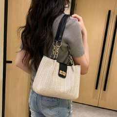 Fashionable Woven Color-Block Bag – Classic Tote Bag Large Capacity Shoulder bags Stylish Ladies Bag Chic and Stylish Women's Handbag