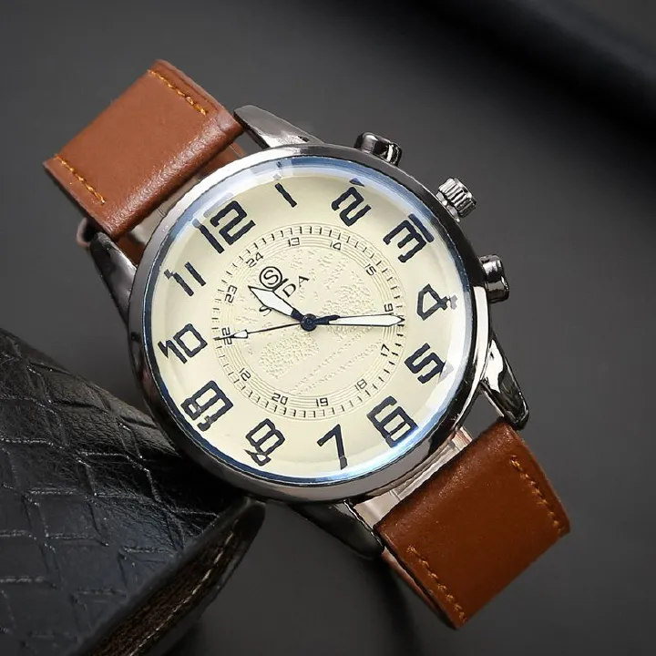 Men Watch Leather Straps Quartz Simplicity Man Digital Dial Wristwatch Waterproof Watches Male Watch Wrist Watch Valentines Gift Fashion