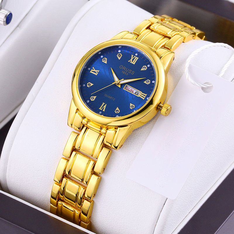 Ladies Fashion Simple And Casual Steel Band Dual Calendar Luminous Waterproof  Watch Quartz Watch for Women Gift Clock Business And Leisure