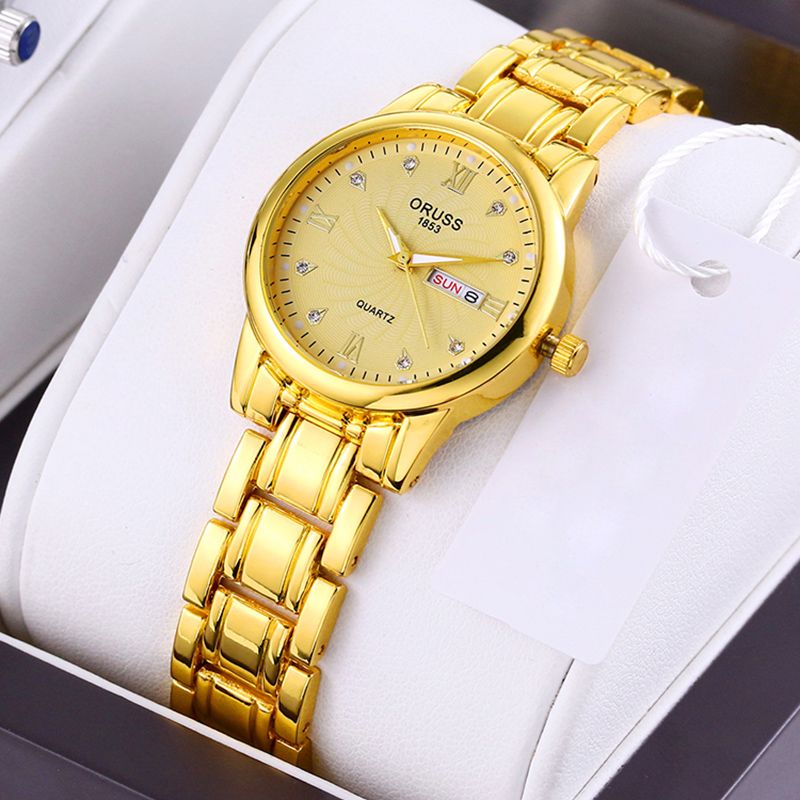 Ladies Fashion Simple And Casual Steel Band Dual Calendar Luminous Waterproof  Watch Quartz Watch for Women Gift Clock Business And Leisure