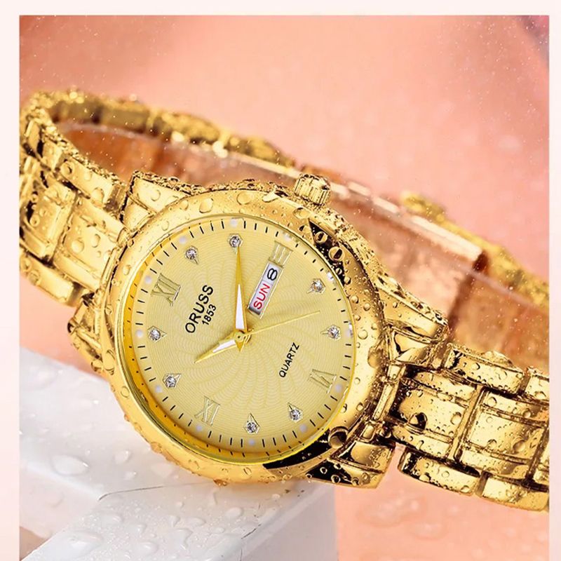 Ladies Fashion Simple And Casual Steel Band Dual Calendar Luminous Waterproof  Watch Quartz Watch for Women Gift Clock Business And Leisure