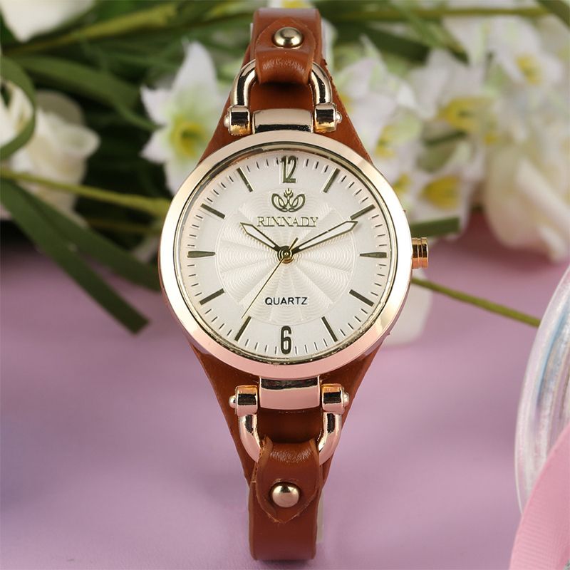 Quartz Watch Women PU Leather Thin Strap Wristwatch Ladies Watches Solid Color Fashion Women Gift Watch
