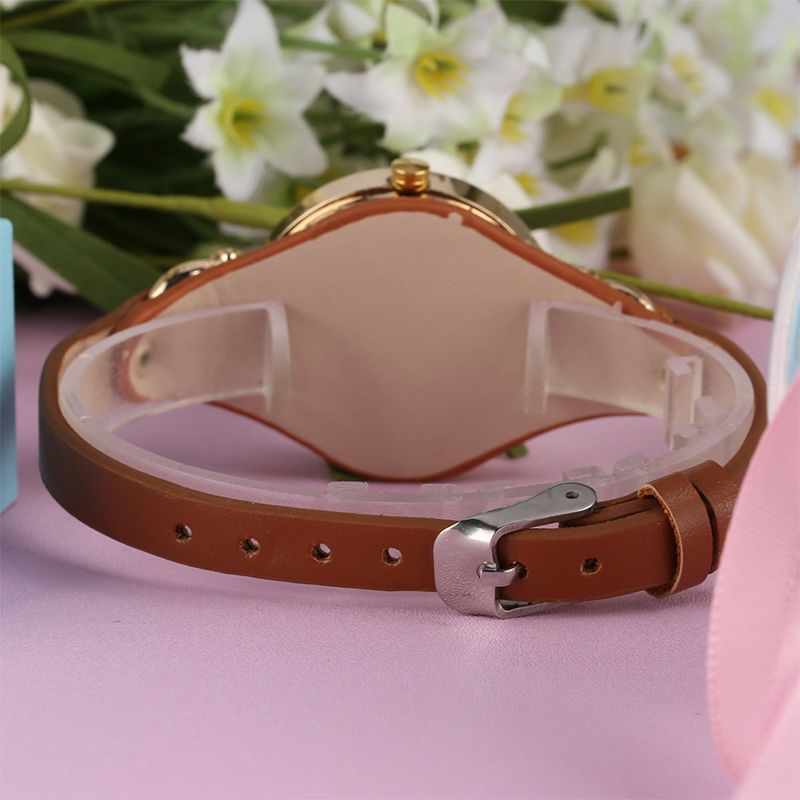 Quartz Watch Women PU Leather Thin Strap Wristwatch Ladies Watches Solid Color Fashion Women Gift Watch