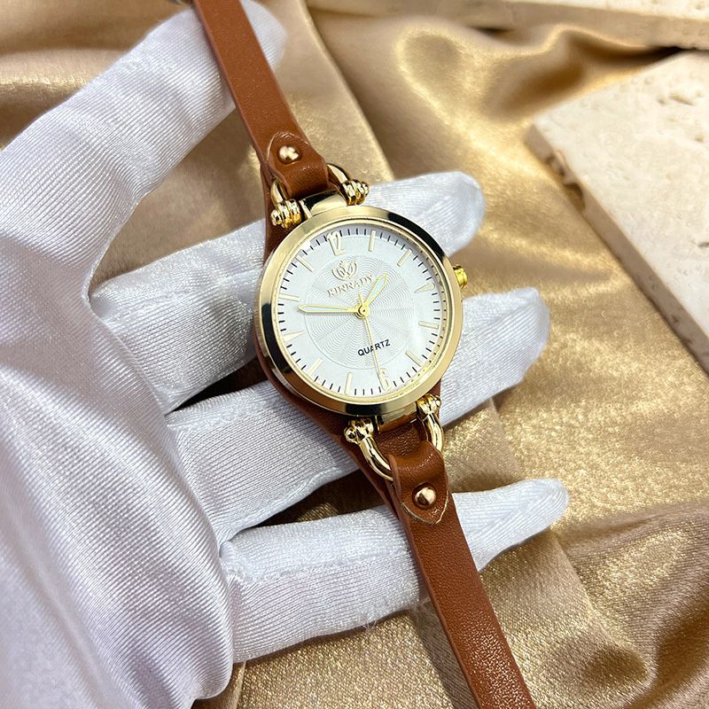 Quartz Watch Women PU Leather Thin Strap Wristwatch Ladies Watches Solid Color Fashion Women Gift Watch