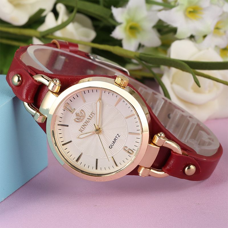 Quartz Watch Women PU Leather Thin Strap Wristwatch Ladies Watches Solid Color Fashion Women Gift Watch