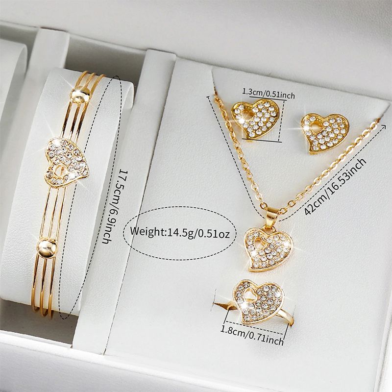 6PCS/Set Women's Watch Fashion Stainless Steel Band Analog Quartz Watches Heart Jewelry Set