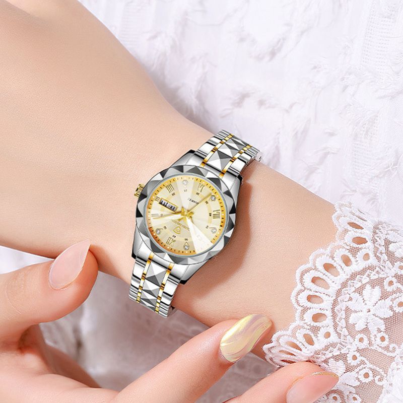 Couple Quartz Watch High Quality Waterproof Double Calendar Rhombus Mirror Watch Luxury Brand Men Women Couple Watche