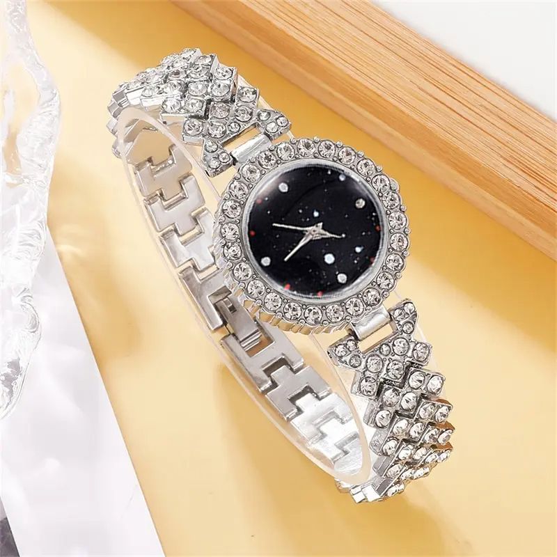6pcs/set Women's Luxury Rhinestone Quartz Watch Sparkling Fashion Analog Wrist Watch & Jewelry Set, Gift For Mom Her