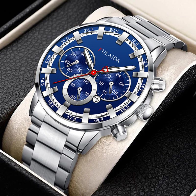 Men’s Fashion FashionStainless Steel Watches Luxury Quartz Wristwatch Calendar Luminous Clock Men Business Casual Watch Gold
