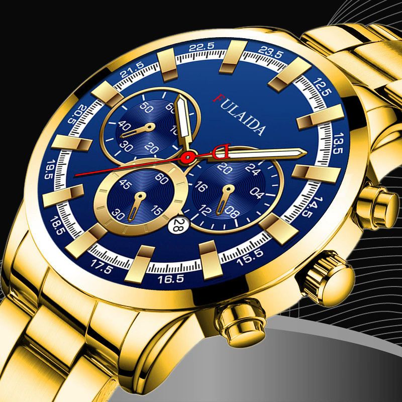 Men’s Fashion FashionStainless Steel Watches Luxury Quartz Wristwatch Calendar Luminous Clock Men Business Casual Watch