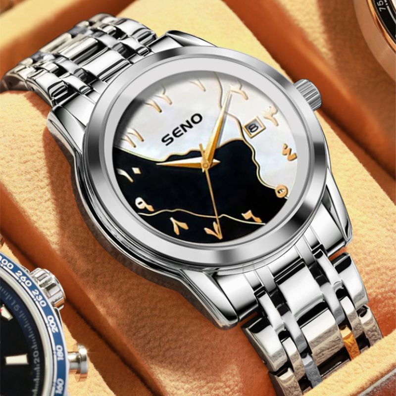 Business Men's Watch Men's Quartz Single Calendar Watch Classic Fashion Round Watch Art Arabic Digital New Watch Men's Clock