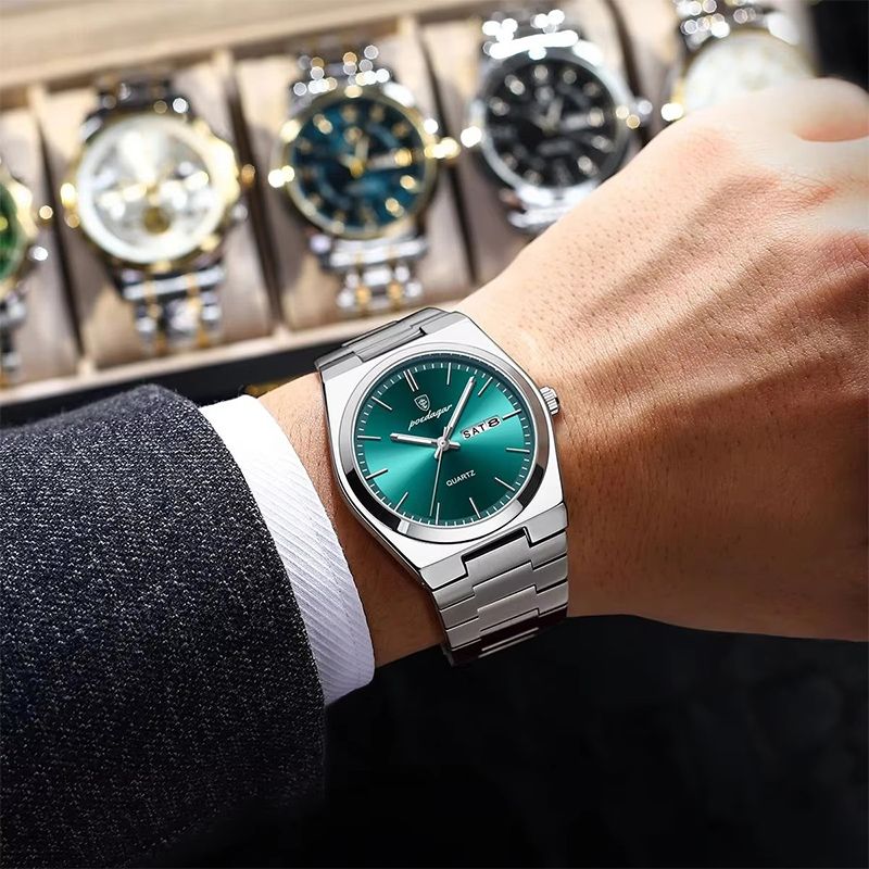 POEDAGAR Luxury Quartz Man Wristwatch Sport Men Watches Waterproof Luminous Date Week Stainless Steel Men's Watch Male