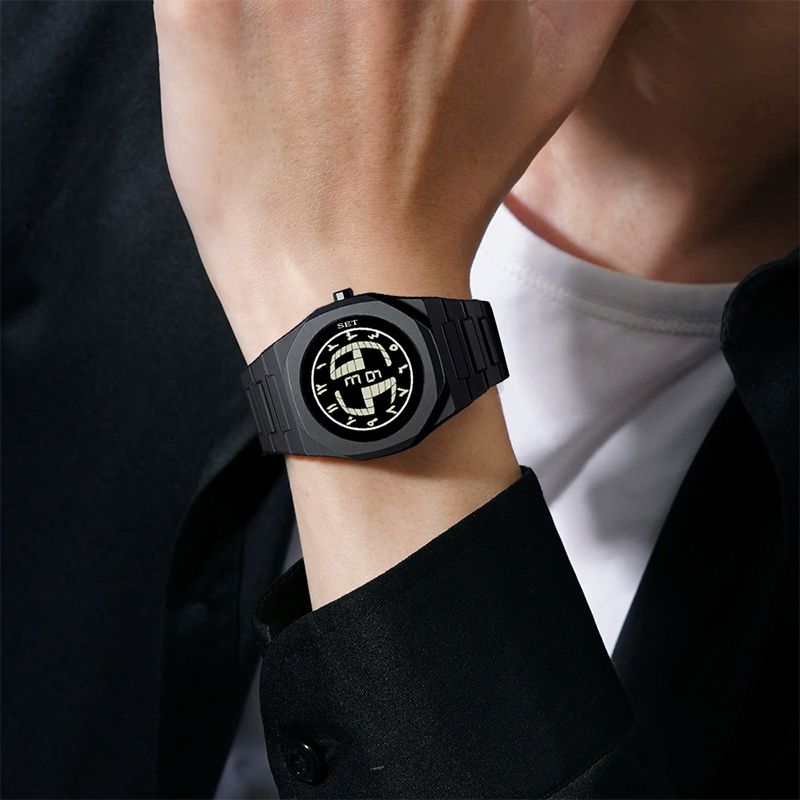 Men Watch With Polycarbonate Band Octagonal Case Fashionable Electronic Digital Screen Large Dial Sports and Leisure watch For Man Wear It Daily Or Give Gifts To Friends