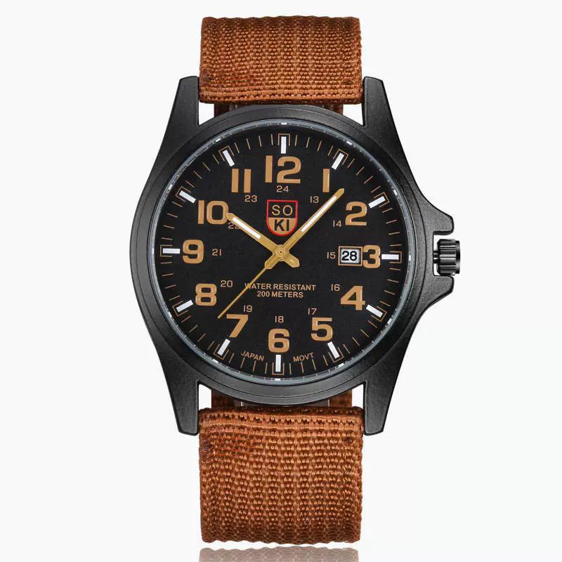 4PCS Set Men Watches Braided Belt Military Watch Luxury Brown Leather Bracelet Outdoor Sports Watch Casual Fashion Classic Quality Watches Valentines Gift