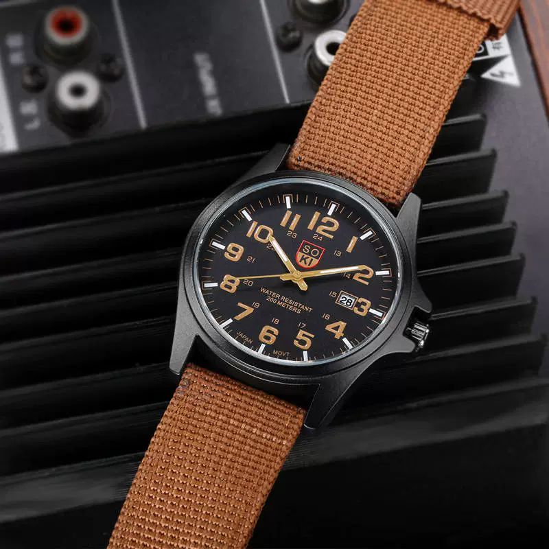 4PCS Set Men Watches Braided Belt Military Watch Luxury Brown Leather Bracelet Outdoor Sports Watch Casual Fashion Classic Quality Watches Valentines Gift