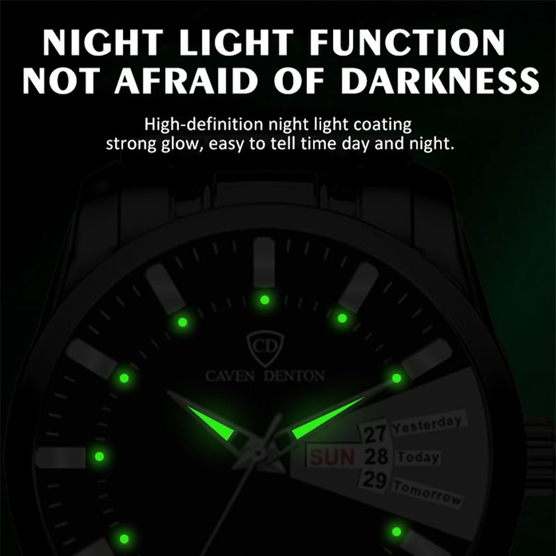 New Men's Watch Light Luxury High end Brand Business Double Calendar Waterproof Steel Strip Male Fashion Quartz Watches