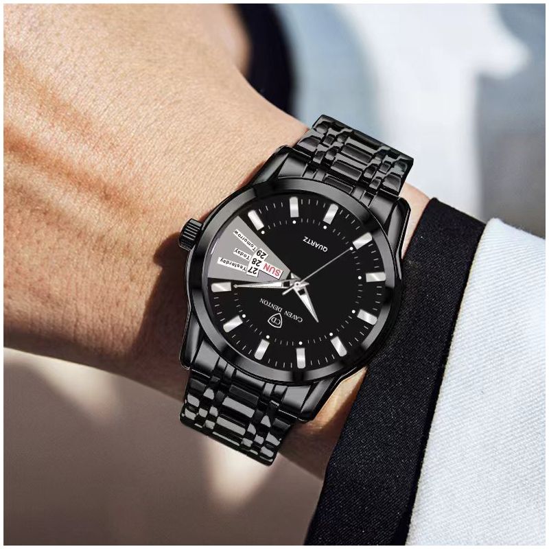 New Men's Watch Light Luxury High end Brand Business Double Calendar Waterproof Steel Strip Male Fashion Quartz Watches