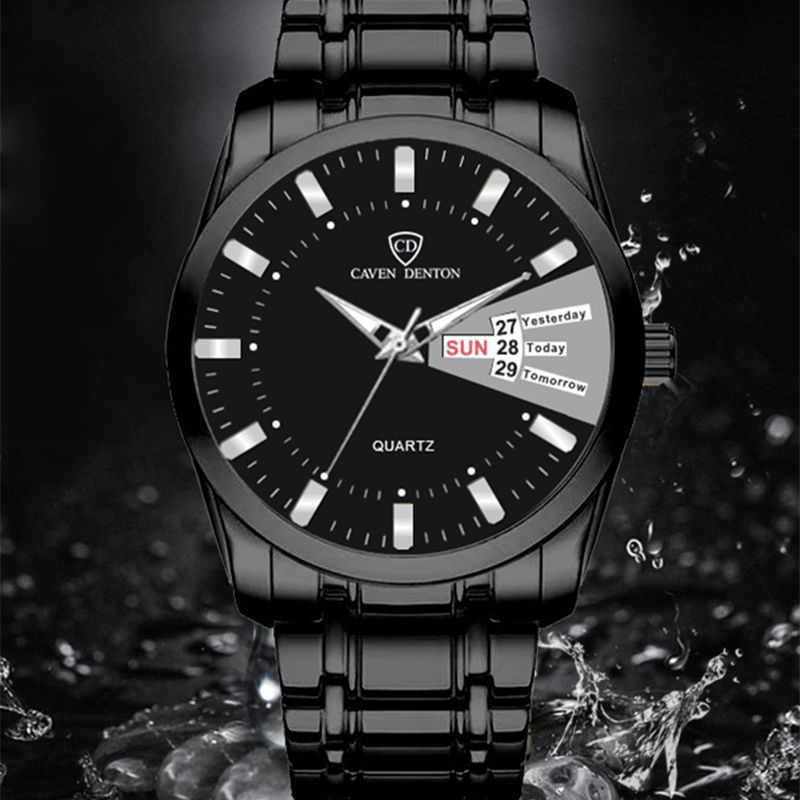New Men's Watch Light Luxury High end Brand Business Double Calendar Waterproof Steel Strip Male Fashion Quartz Watches