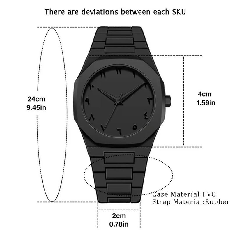 4pcs Set Men's Watch Stainless Steel Metal Cross Pendant Chain Necklace Bracelet Ring Jewelry Set Male Hip Hop Daily Wear Accessories