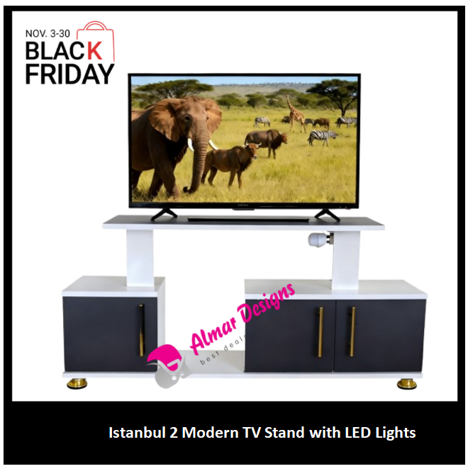 【Special Offer】 Istanbul 2 Modern TV STAND With LED Lights Tv Stands Furniture High Quality Durable Classic Tv Unit