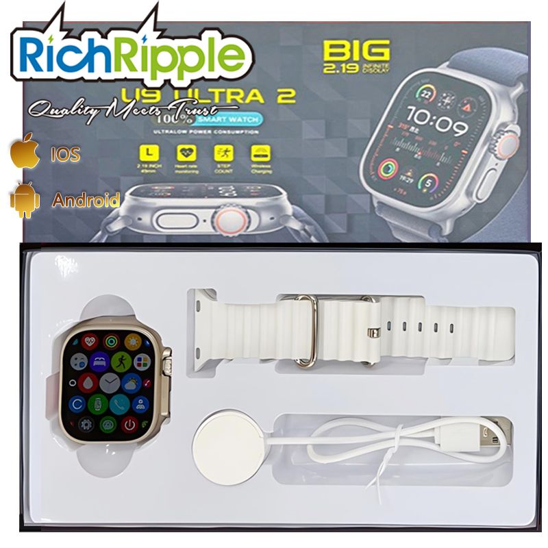 RichRipple U9 Ultra2 Smart Watch Strap 49mm 2.01 Inch Full Touch Screen Sports Fitness Watch IP68 Waterproof Bluetooth Smart Watch